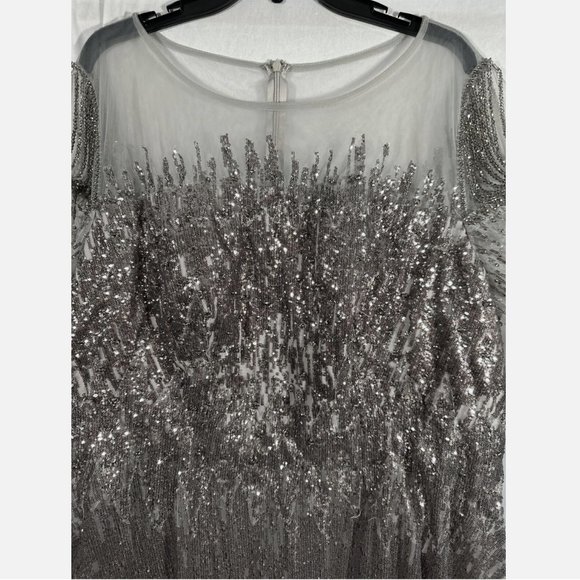 NWT $798 Mac Duggal [ 22 ] Jewel Encrusted Illusion Long Sleeve A-Line Gown Sive - Picture 11 of 16